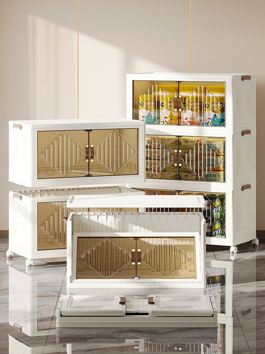 Transparent large wardrobes | Brown handle | 3 stack