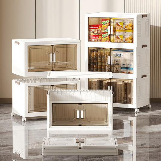 Transparent large wardrobes | white handle | 3 stack