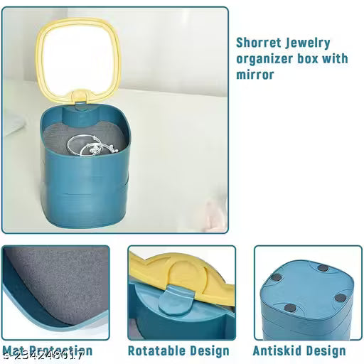 Three-layer storage box with mirror