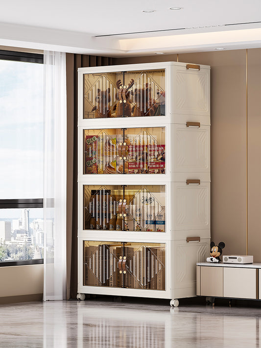Transparent large wardrobes | Brown handle | 4 stack
