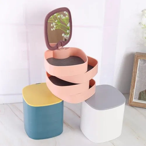 Three-layer storage box with mirror